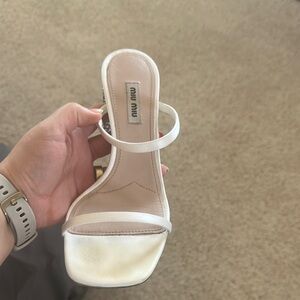 Miu Miu White Heeled Sandals with Clear Straps